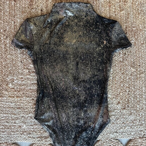 ZARA Metallic High Neck Bodysuit – Gold/Black – Size S – New - Picture 5 of 10